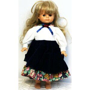 Engel Puppen Doll 18" Blond Brown-Eyes Velvet Dress Germany American Girl Pants